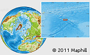 Physical Location Map of the area around 69° 2' 31" N, 2° 28' 30" W