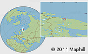 Savanna Style Location Map of the area around 69° 2' 31" N, 33° 13' 30" E