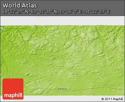Physical 3D Map of the Area around 69° 2' 31" N, 34° 4' 30" E