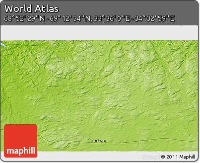 Physical 3D Map of the Area around 69° 2' 31" N, 34° 4' 30" E