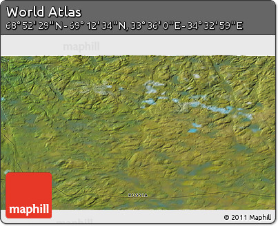 Satellite 3D Map of the Area around 69° 2' 31" N, 34° 4' 30" E