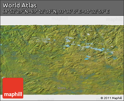 Satellite 3D Map of the Area around 69° 2' 31" N, 34° 4' 30" E