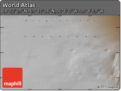 Physical Map of the Area around 69° 2' 31" N, 35° 37' 30" W
