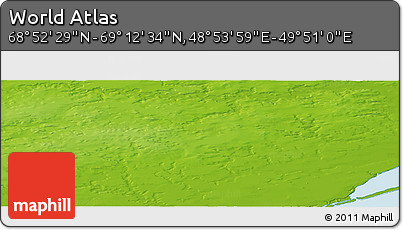 Physical Panoramic Map of the Area around 69° 2' 31" N, 49° 22' 30" E