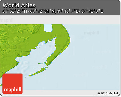 Physical 3D Map of the Area around 69° 2' 31" N, 50° 13' 30" E