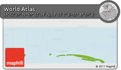 Physical Panoramic Map of the Area around 69° 2' 31" N, 55° 19' 30" E