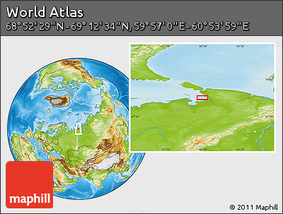 Physical Location Map of the Area around 69° 2' 31" N, 60° 25' 29" E