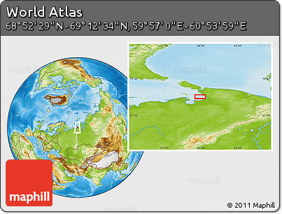 Physical Location Map of the Area around 69° 2' 31" N, 60° 25' 29" E