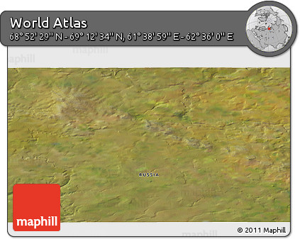 Satellite 3D Map of the Area around 69° 2' 31" N, 62° 7' 30" E