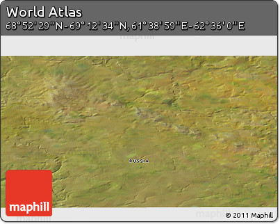 Satellite 3D Map of the Area around 69° 2' 31" N, 62° 7' 30" E