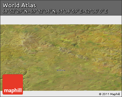 Satellite 3D Map of the Area around 69° 2' 31" N, 62° 7' 30" E