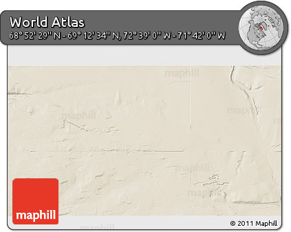 Shaded Relief 3D Map of the Area around 69° 2' 31" N, 72° 10' 30" W