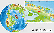 Physical Location Map of the area around 69° 2' 31" N, 72° 10' 30" W