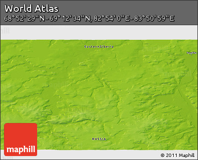 Physical 3D Map of the Area around 69° 2' 31" N, 83° 22' 30" E