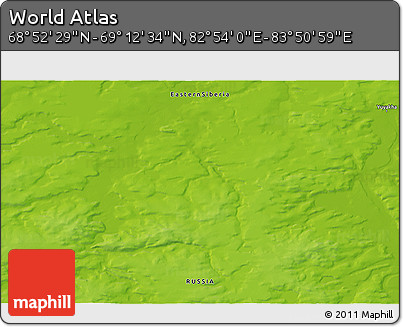 Physical 3D Map of the Area around 69° 2' 31" N, 83° 22' 30" E