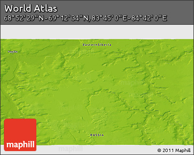 Physical 3D Map of the Area around 69° 2' 31" N, 84° 13' 29" E