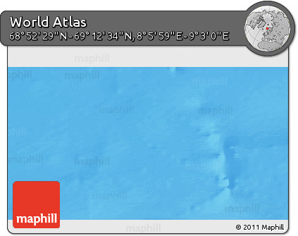Physical 3D Map of the Area around 69° 2' 31" N, 8° 34' 29" E