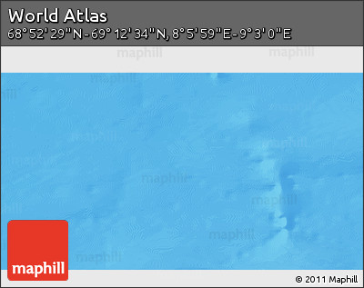 Physical 3D Map of the Area around 69° 2' 31" N, 8° 34' 29" E