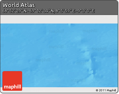 Physical 3D Map of the Area around 69° 2' 31" N, 8° 34' 29" E