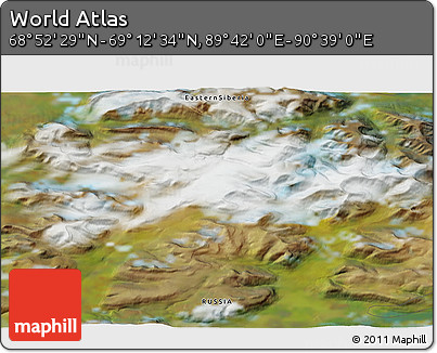 Satellite 3D Map of the Area around 69° 2' 31" N, 90° 10' 30" E
