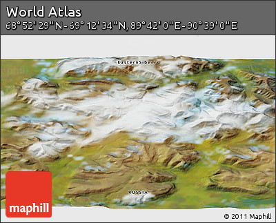 Satellite 3D Map of the Area around 69° 2' 31" N, 90° 10' 30" E