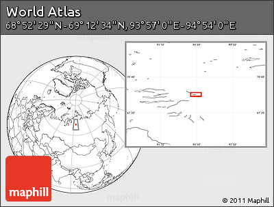 Blank Location Map of the Area around 69° 2' 31" N, 94° 25' 30" E