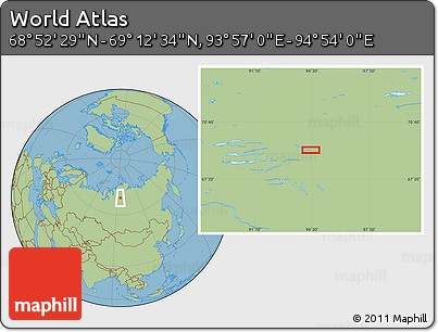 Savanna Style Location Map of the Area around 69° 2' 31" N, 94° 25' 30" E