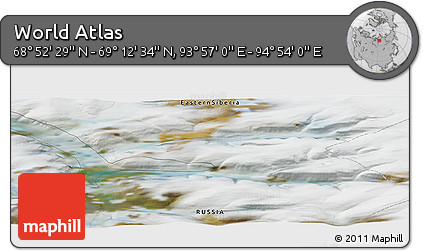Satellite Panoramic Map of the Area around 69° 2' 31" N, 94° 25' 30" E