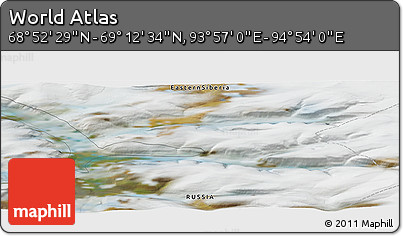 Satellite Panoramic Map of the Area around 69° 2' 31" N, 94° 25' 30" E