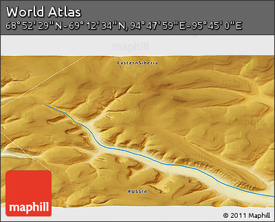 Physical 3D Map of the Area around 69° 2' 31" N, 95° 16' 30" E
