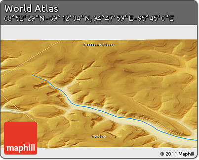 Physical 3D Map of the Area around 69° 2' 31" N, 95° 16' 30" E