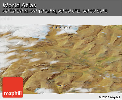Satellite 3D Map of the Area around 69° 2' 31" N, 96° 7' 30" E