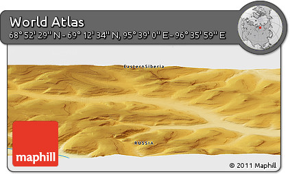 Physical Panoramic Map of the Area around 69° 2' 31" N, 96° 7' 30" E