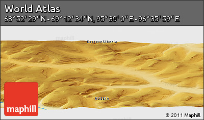 Physical Panoramic Map of the Area around 69° 2' 31" N, 96° 7' 30" E