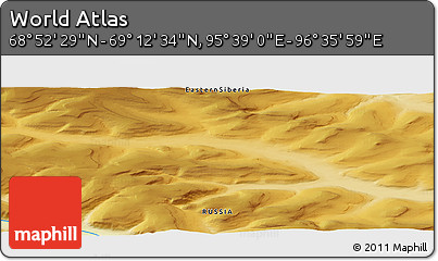Physical Panoramic Map of the Area around 69° 2' 31" N, 96° 7' 30" E