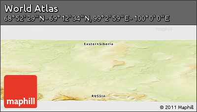 Physical Panoramic Map of the Area around 69° 2' 31" N, 99° 31' 30" E