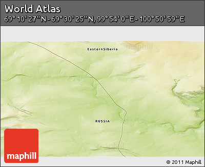 Physical 3D Map of the Area around 69° 20' 26" N, 100° 22' 30" E