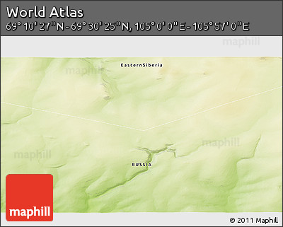 Physical 3D Map of the Area around 69° 20' 26" N, 105° 28' 29" E