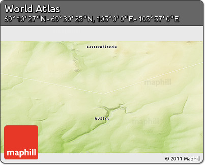 Physical 3D Map of the Area around 69° 20' 26" N, 105° 28' 29" E