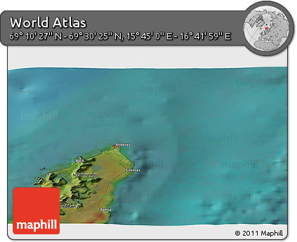 Satellite 3D Map of the Area around 69° 20' 26" N, 16° 13' 30" E
