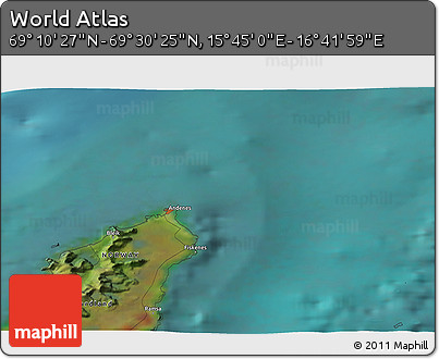 Satellite 3D Map of the Area around 69° 20' 26" N, 16° 13' 30" E