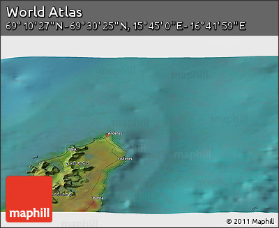 Satellite 3D Map of the Area around 69° 20' 26" N, 16° 13' 30" E