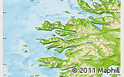 Physical Map of the area around 69° 20' 26" N, 17° 4' 30" E