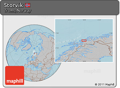 Gray Location Map of Storvik, hill shading