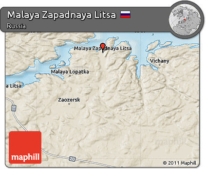 Shaded Relief Map of Malaya Zapadnaya Litsa