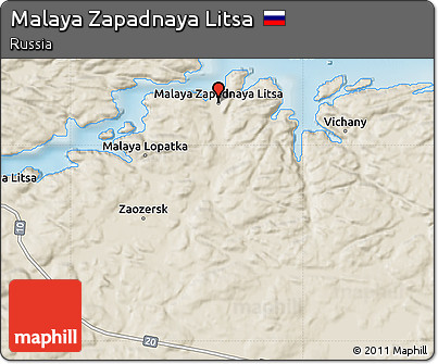 Shaded Relief Map of Malaya Zapadnaya Litsa
