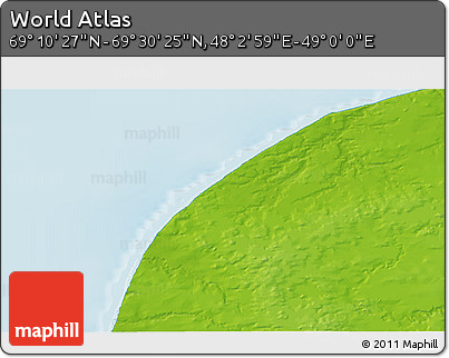 Physical 3D Map of the Area around 69° 20' 26" N, 48° 31' 29" E