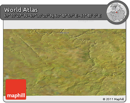 Satellite 3D Map of the Area around 69° 20' 26" N, 61° 16' 29" E
