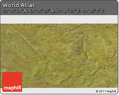 Satellite 3D Map of the Area around 69° 20' 26" N, 61° 16' 29" E