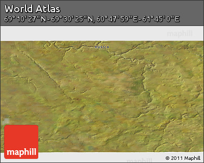 Satellite 3D Map of the Area around 69° 20' 26" N, 61° 16' 29" E